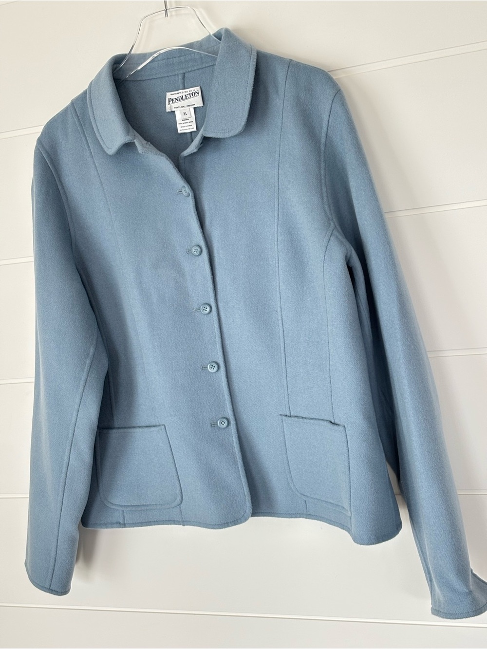 Vintage Pendleton Light Blue Merino Wool Button Front Coat Size Extra Large - Picture 4 of 14